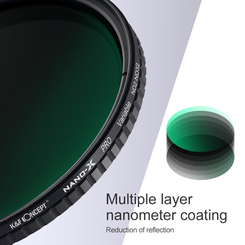 K&F Concept 52mm VND ND2-ND32 (1-5 Stop) Variable ND Filter NO X Spot Nanotec Ultra-Slim Weather-Sealed KF01.1058V1 - 11
